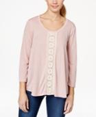 Eyeshadow Juniors' Crochet-trim Swing Top