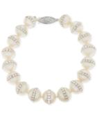 Cultured Freshwater Pearl (9.5mm) And Crystal Bracelet