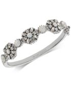 Marchesa Silver-tone Crystal Cluster Bangle Bracelet