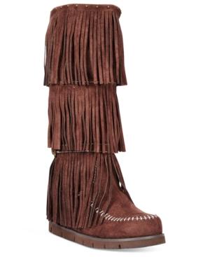 Dolce By Mojo Moxy Crossbow Fringe Wedge Boots Women's Shoes