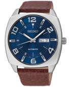 Seiko Men's Automatic Recraft Brown Leather Strap Watch 44mm Snkn37