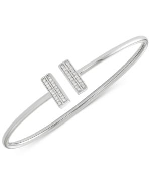 Wrapped Diamond Bar Bangle Bracelet (1/6 Ct. T.w.) In Sterling Silver