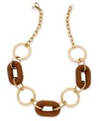 Inc International Concepts Gold-tone And Faux-suede Open-link Statement Necklace, Only At Macy's