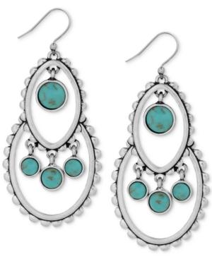 Lucky Brand Silver-tone Orbital Stone Drop Chandelier Earrings