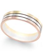 Tri-color Band In 18k White, Yellow And Rose Gold