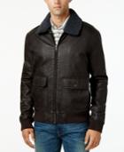 Tommy Hilfiger Men's Faux Sherpa-collar Faux-leather Bomber Jacket