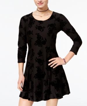 Planet Gold Juniors' Flocked Fit & Flare Dress