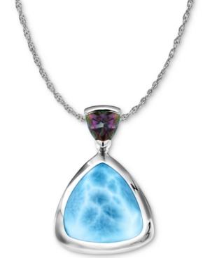 Marahlago Larimar & Mystic Topaz (1/10 Ct. T.w.) 21 Pendant Necklace In Sterling Silver