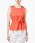 Maison Jules Bow-detail Peplum Top, Created For Macy's