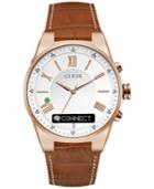 Guess Men's Connect Brown Leather Strap Smart Watch 45mm C0002mb4