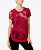 Bar Iii Burnout Lace T-shirt, Created For Macy's