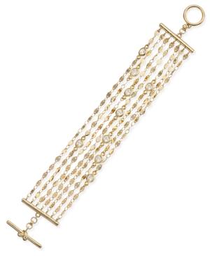 Kate Spade New York Gold-tone Crystal-embellished Multi-strand Toggle Bracelet