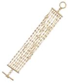 Kate Spade New York Gold-tone Crystal-embellished Multi-strand Toggle Bracelet
