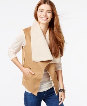 Celebrity Pink Draped Faux-shearling Vest
