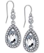 2028 Silver-tone Crystal Teardrop And Pave Drop Earrings