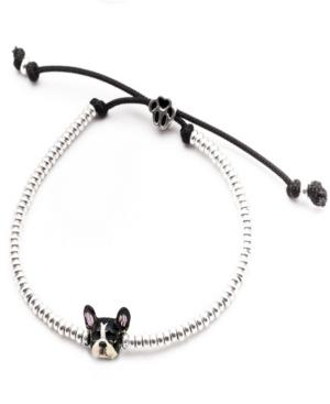 French Bulldog Head Bracelet In Sterling Silver And Enamel