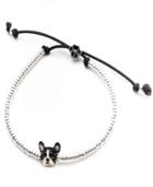 French Bulldog Head Bracelet In Sterling Silver And Enamel