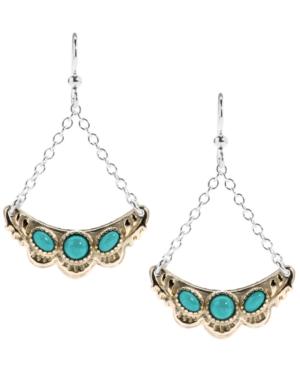 American West Two-tone Green Turquoise Gemstone Earrings