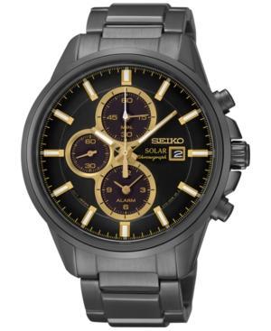 Seiko Men's Solar Chronograph Black-tone Stainless Steel Bracelet Watch 42mm Ssc269
