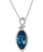 London Blue Topaz (4-1/2 Ct. T.w.) & Diamond (1/5 Ct. T.w.) Pendant Necklace In 14k White Gold
