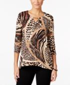 Jm Collection Petite Printed Hardware Top, Only At Macy's