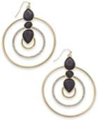 Thalia Sodi Extra Large Gold-tone Black Spade Crystal Hoop Earrings, 2.5, Created For Macy's