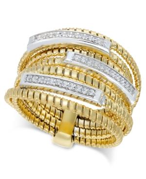Diamond Multi-layer Statement Ring (1/4 Ct. T.w.) In 14k Gold-plated Sterling Silver
