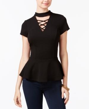 Bcx Juniors' Choker Peplum Top