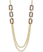 Charter Club Gold-tone Tortoiseshell-look Accent Double-layer Statement Necklace, Only At Macy's