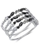 I.n.c. Silver-tone Black Crystal Cuff Bracelet, Created For Macy's