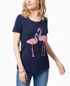 Karen Scott Embellished Flamingo T-shirt, Created For Macy's