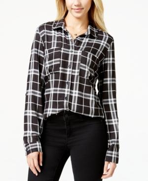 Stoosh Juniors' Plaid Button-front High-low Shirt