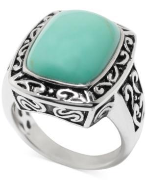 Manufactured Turquoise Rectangle Ring In Sterling Silver (5 Ct. T.w.)