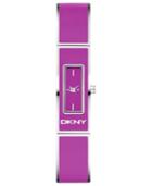 Dkny Watch, Women's Fuchsia Enamel And Stainless Steel Bangle Bracelet 33x13mm Ny8759