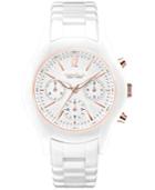 Caravelle New York By Bulova Women's Chronograph White Ceramic Bracelet Watch 36mm 45l144