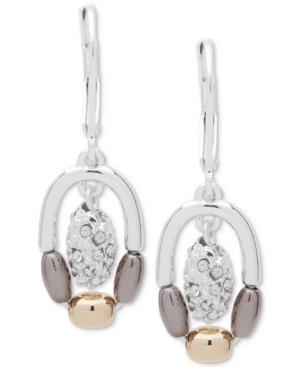 Nine West Tri-tone Pave Bead Orbital Drop Earrings