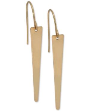 Polished Deco Drop Earrings In 10k Gold