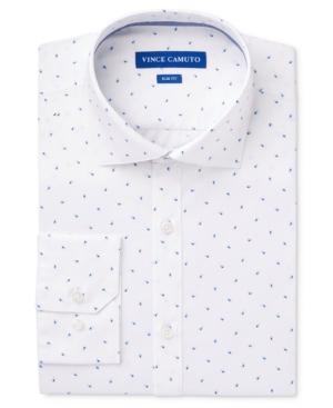 Vince Camuto Men's Slim-fit Comfort Stretch Blue Paisley Print Dress Shirt