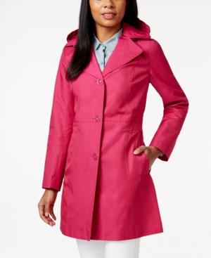 Anne Klein Hooded Water Resistant Button-front Trench Coat