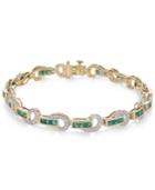 Emerald (2-1/2 Ct. T.w.) And Diamond (5/8 Ct. T.w.) Swirl Link Bracelet In 14k Gold