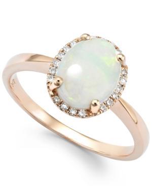 Opal (1 Ct. T.w.) And Diamond Accent Oval Ring In 14k Rose Gold