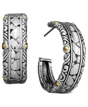 Balissima By Effy Engraved Hoop Earrings In Sterling Silver And 18k Gold
