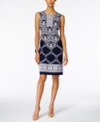 Jm Collection Printed Split-neck Sheath Dress, Only At Macy's