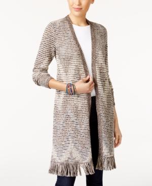 Style & Co Jacquard Fringe Duster Cardigan, Created For Macy's