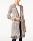 Style & Co Jacquard Fringe Duster Cardigan, Created For Macy's