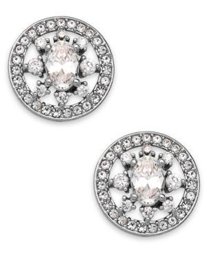 Eliot Danori Silver-tone Crystal Round Stud Earrings