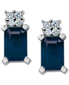 Sapphire (1-3/8 Ct. T.w.) & Diamond Accent Stud Earrings In 14k White Gold