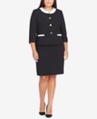 Tahari Asl Plus Size Contrast-trim Skirt Suit