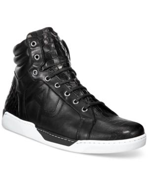 Armani Jeans Men's Embossed Hi-top Sneakers Men's Shoes