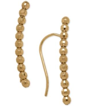 Curved And Beaded Ear Crawler Earrings In 14k Gold